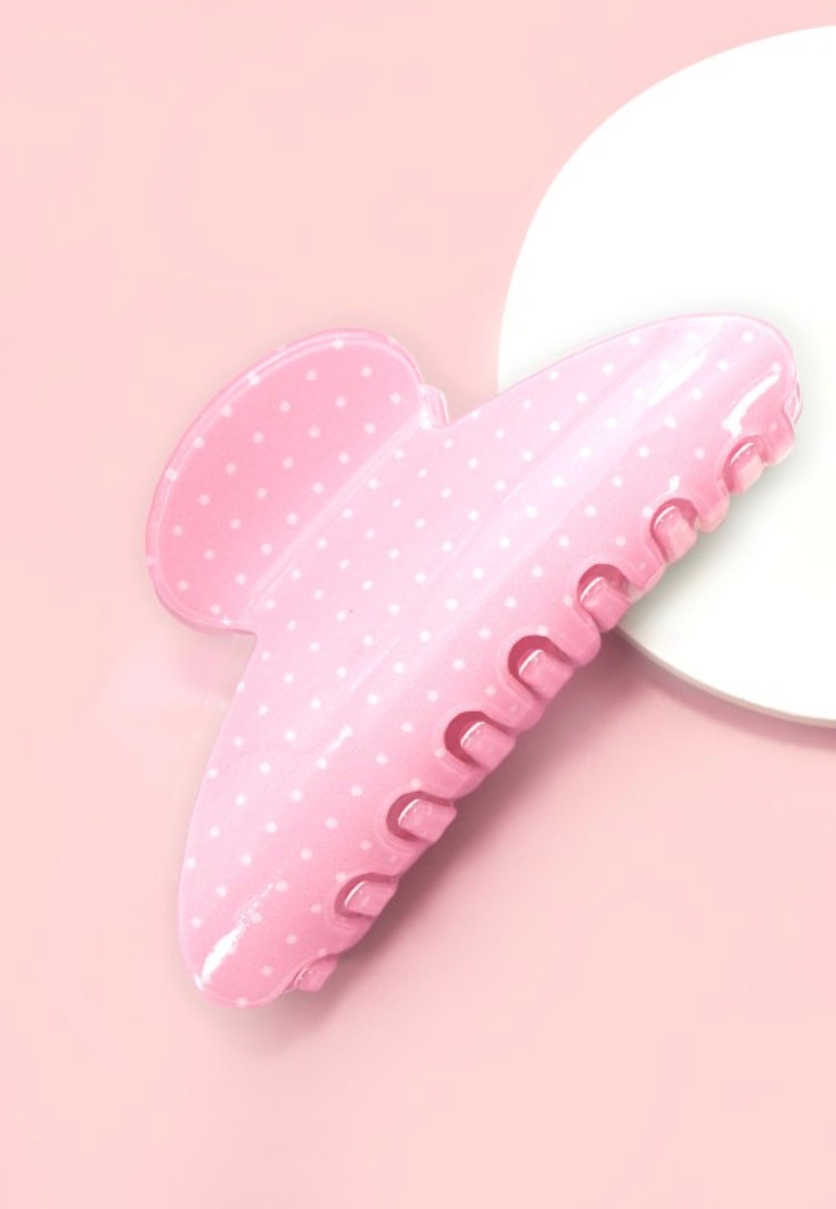 PINK Polka Dot Hair Claw Clip