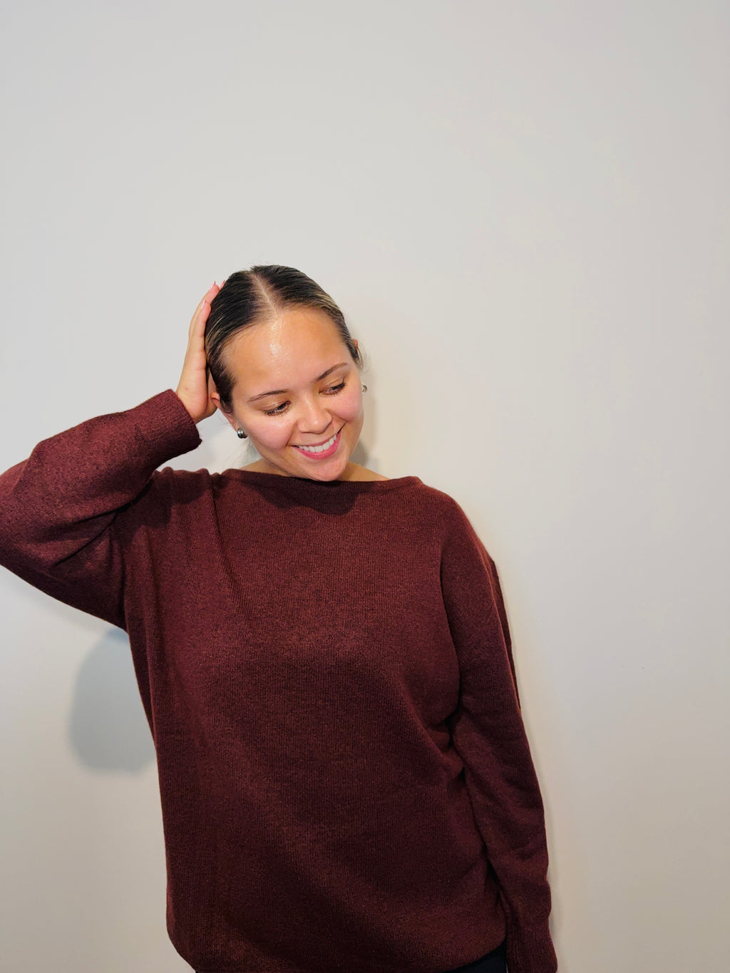 BOAT NECK OVERSIZED KNIT PULLOVER SWEATER